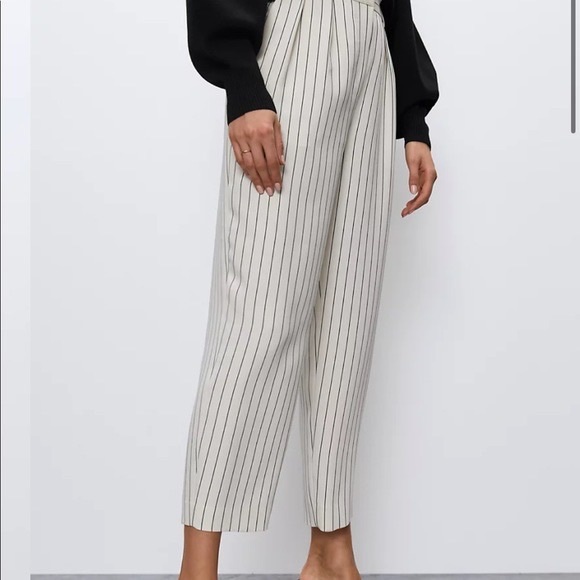 Artizia Wilfred Faun Pant White Grey Stripped Sz 00 - Picture 2 of 12